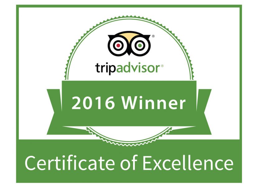 Tripadvisor Certificate Of Excellence 2016